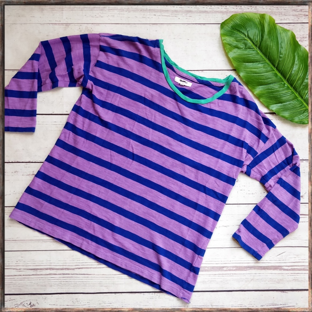 *LAST CHANCE*MADEWELL Striped Purple 3/4 Sleeve Top, M